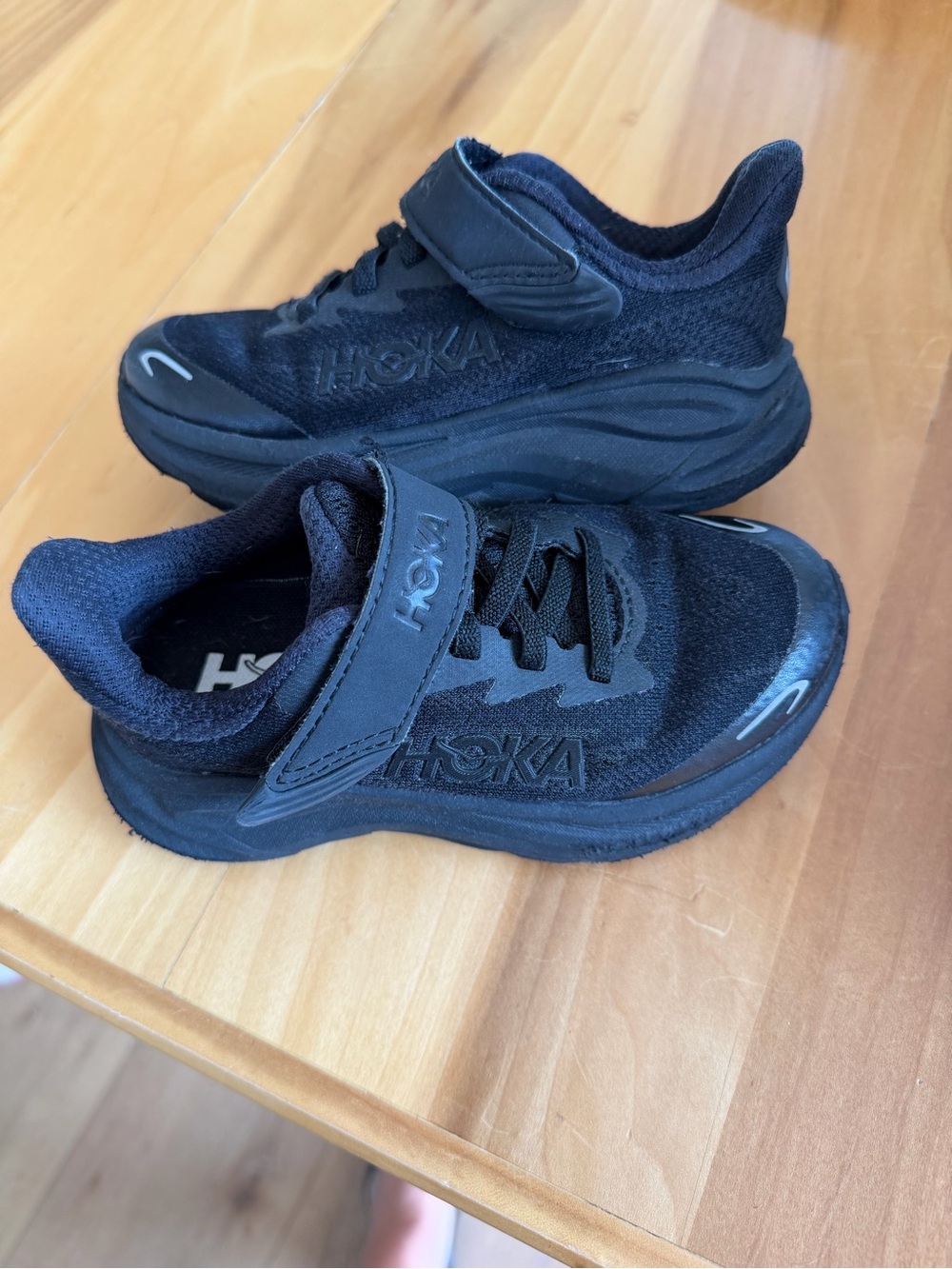 Hoka Kids Black Velcro Sneakers